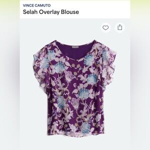 Vince Camuto Purple Flutter Sleeve Blouse